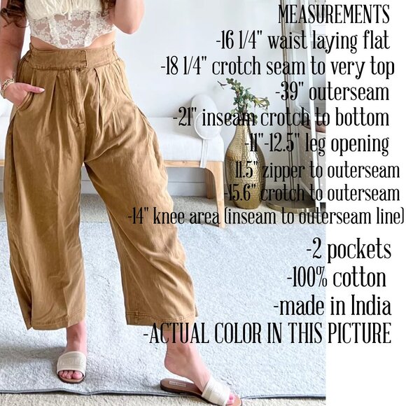 NWT Free People Cool Harbor Wide Leg Pants Brown Sand Sz Large - Picture 7 of 7